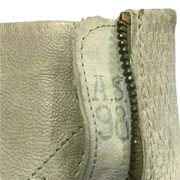 A.S. 98 Women's Gray Distressed Leather Woven Heeled Ankle Boots Size 37/ 6.5-7 - Picture 6 of 14